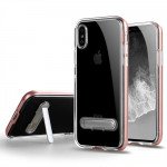 Wholesale iPhone Xs / X (Ten) Clear Armor Bumper Kickstand Case (Rose Gold)